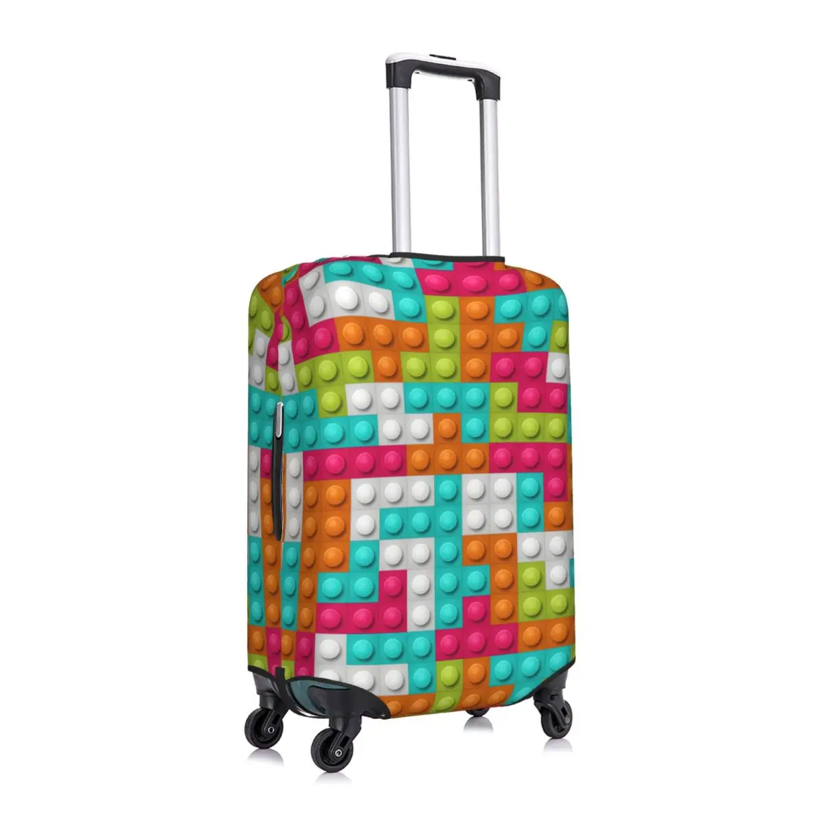 Custom Colorful Building Blocks Pattern Luggage Cover Protector Fashion Travel Suitcase Covers for 18-32 Inch
