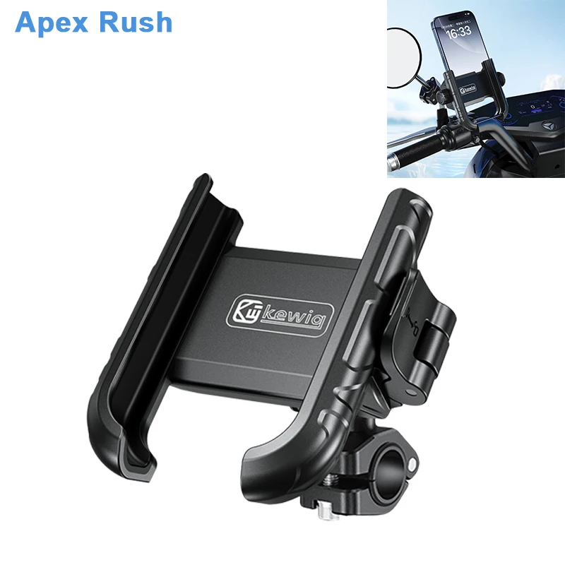 

Мотоциклетный держатель для телефона Apex Rush, регулируемая ширина телефона, быстрый замок для мотоцикла, велосипеда, детской коляски, скутера 5,4-7,2 дюйма