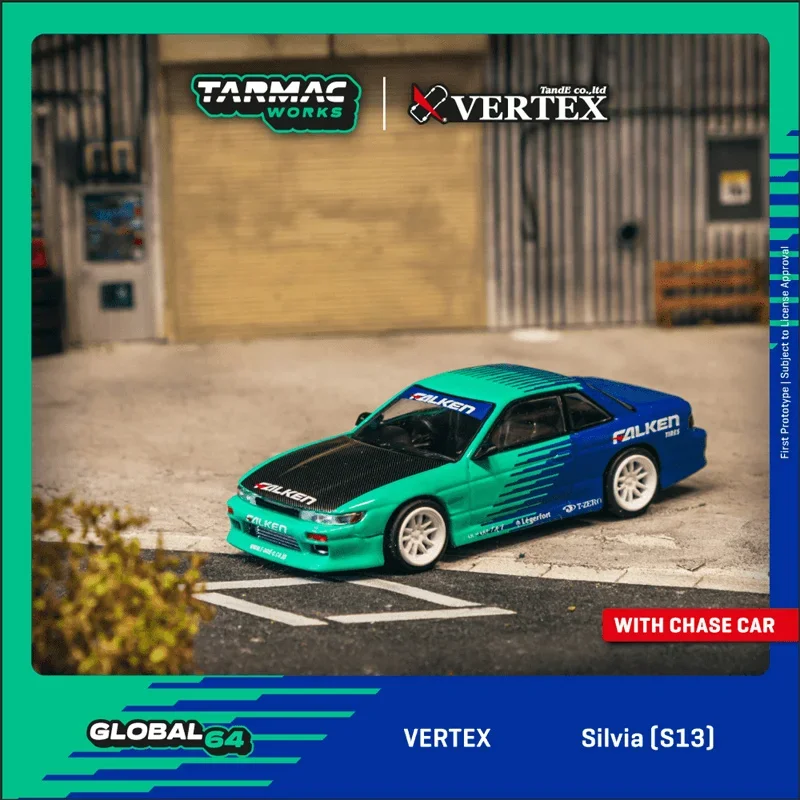TW Tarmac Works 1:64 VERTEX Silvia S13 Falken Collection Миниатюрная литая модель автомобиля Коллекция миниатюрных моделей