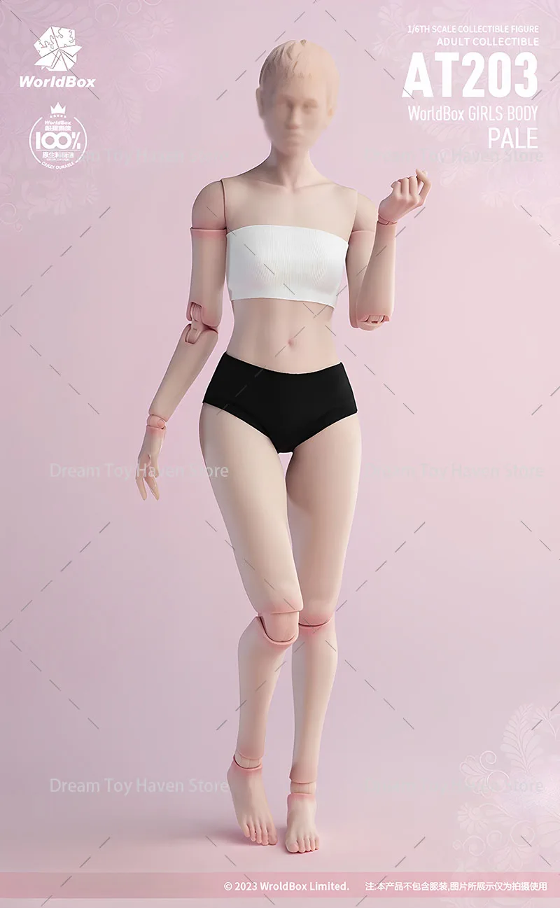 Worldbox AT203 ضوء أسمر/شاحب 1/6 المرأة الجندي سوبر مرنة المشتركة الجسم صالح 12 بوصة عمل نموذج لجسم تحصيل دمية