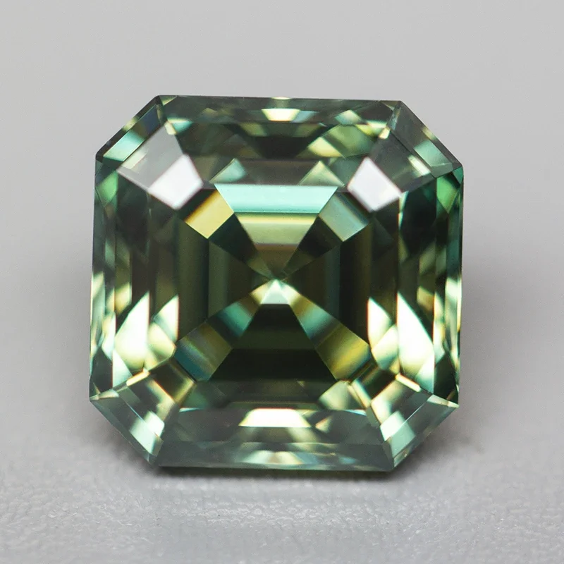 

Натуральный зеленый цвет, муассанит огранки Asscher, камень 0,5-5,0 карата, муассанит, драгоценный камень, положительный пропуск, тестер бриллиантов с сертификатом GRA