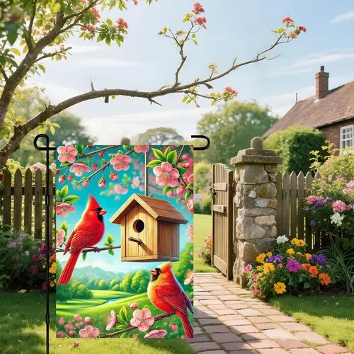 Welcome Garden Flag Double Sided Spring Yard Flags Cardinals Red, 12x18 Inch XXQ