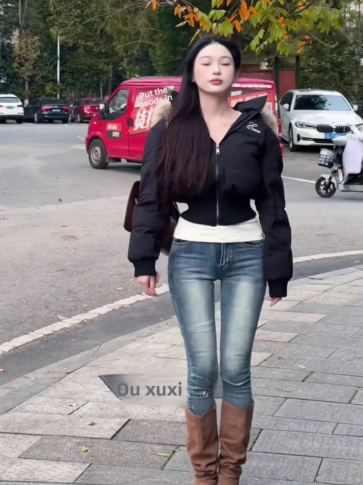 

Retro High Waist Slim Fit Blue Jeans Women's New Sle Butt Lifting Slimming Versatile Nine Point Cuffed Pants