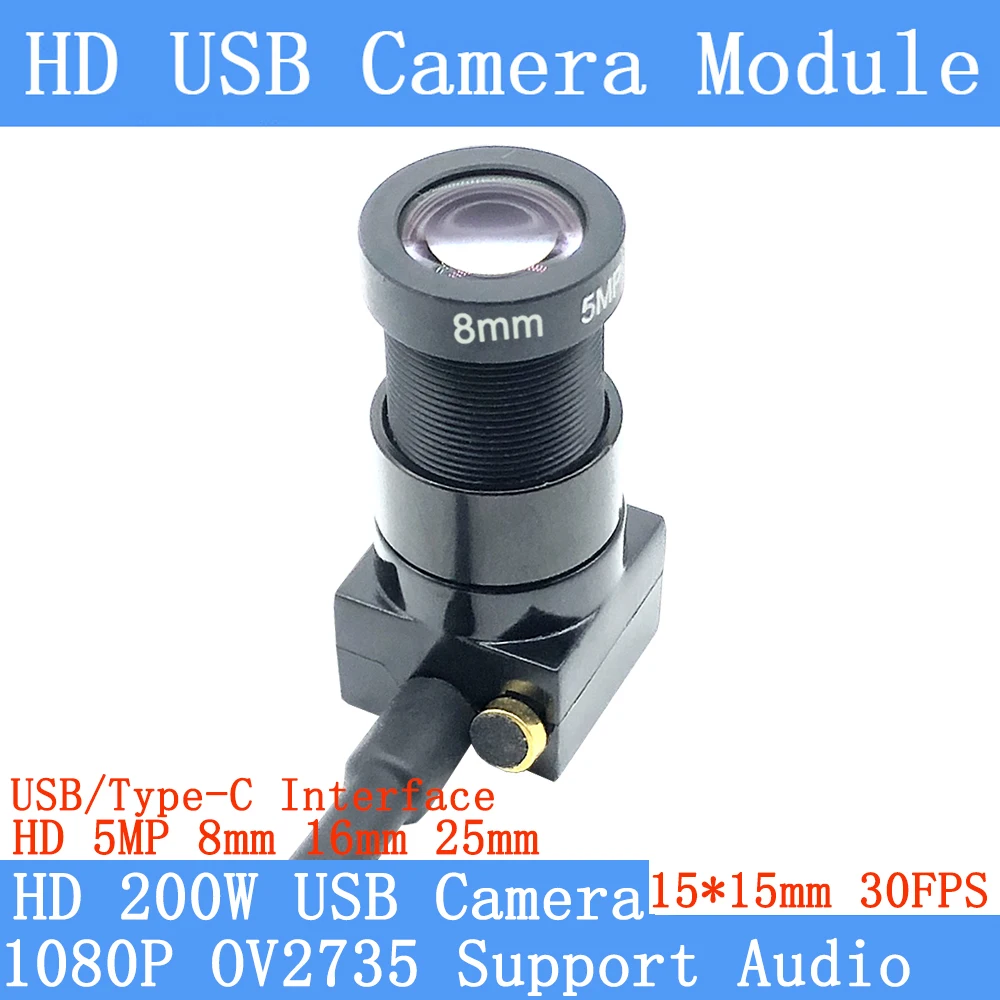 

Full HD 1080P 30FPS Low Distortion Mini CCTV Webcam 2MP Plug Play OTG UVC USB Camera Module with Audio for USB Type-C interface