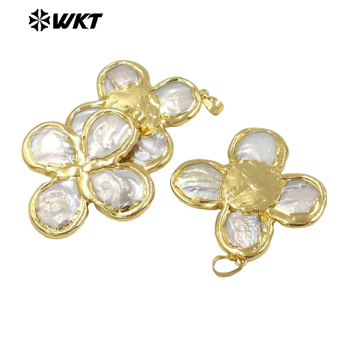 WT-JP383 WKT Freshwater Pearl  Stitched together by pearls Pendant With 18k  Gold  Plated  For Women Birthday Gifts