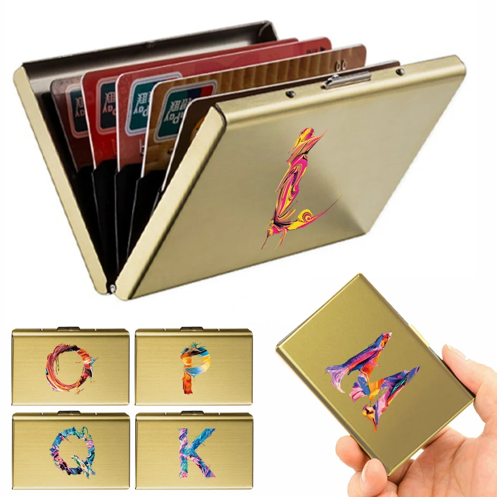 Credit ID Smart Business Card Holder for Unisex 2024 Printing Paint Series Small RFID Card Box Push Case Mini ID Card Cover