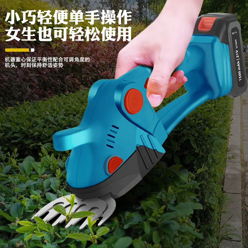 Cordless Hedge Trimmer, Portable Electric Bush Cutter, Rechargeable Garden Pruner for Hedges & Tea Plants (Battery Not Included)