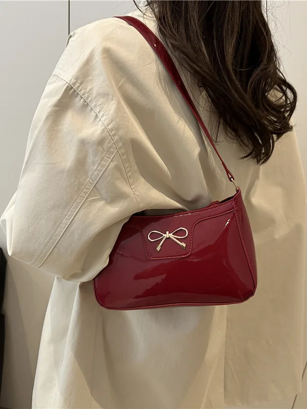 Fashionable Korean Style Women's Bag 2025 New  Knot Simple Small Square Bag Stylish Commuting French Bread Armpit ...