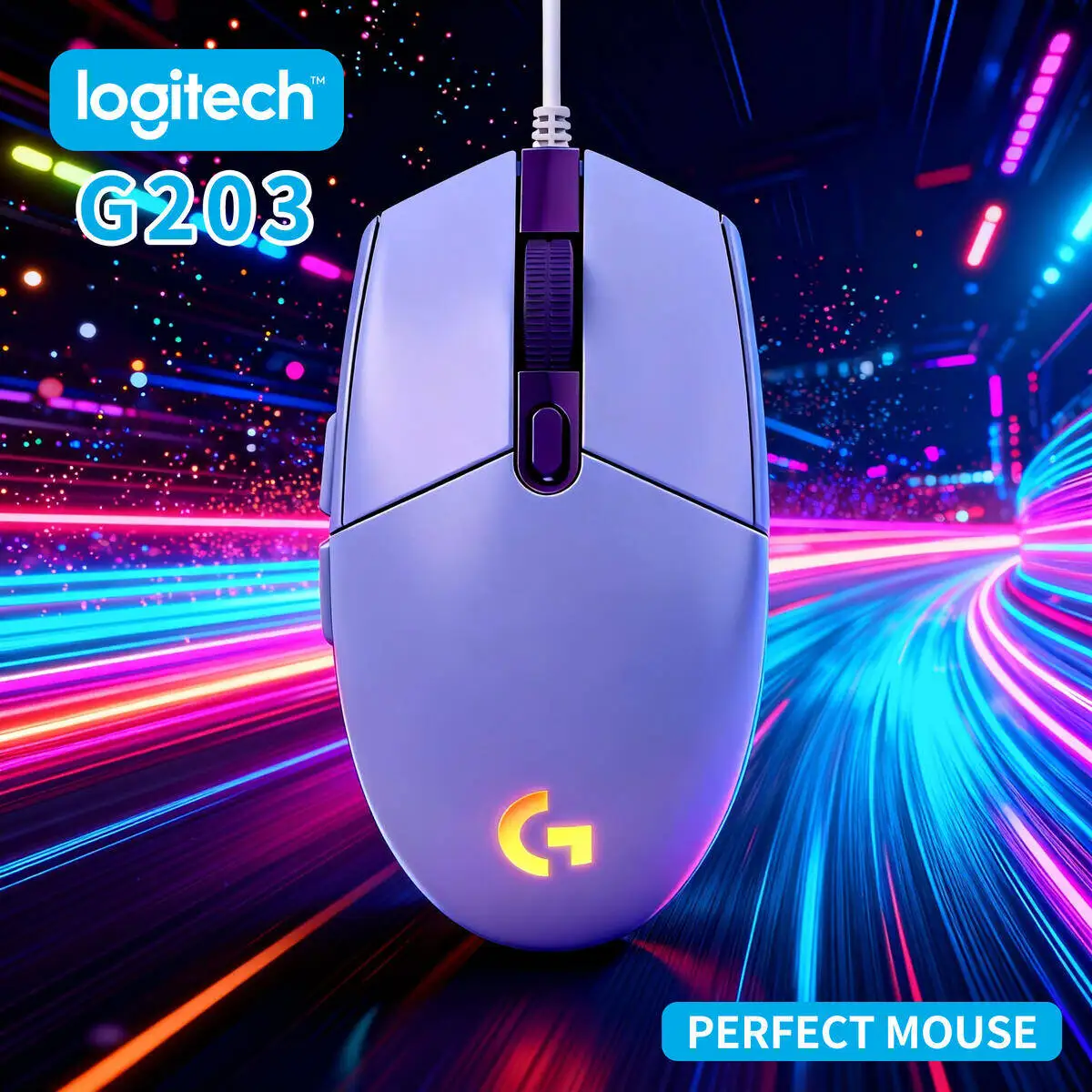 

Original Logitech G203 Prodigy Wired Gaming Mouse with RGB Lighting, 8000 DPI, 6 Buttons, for PC Gaming Laptop Computer