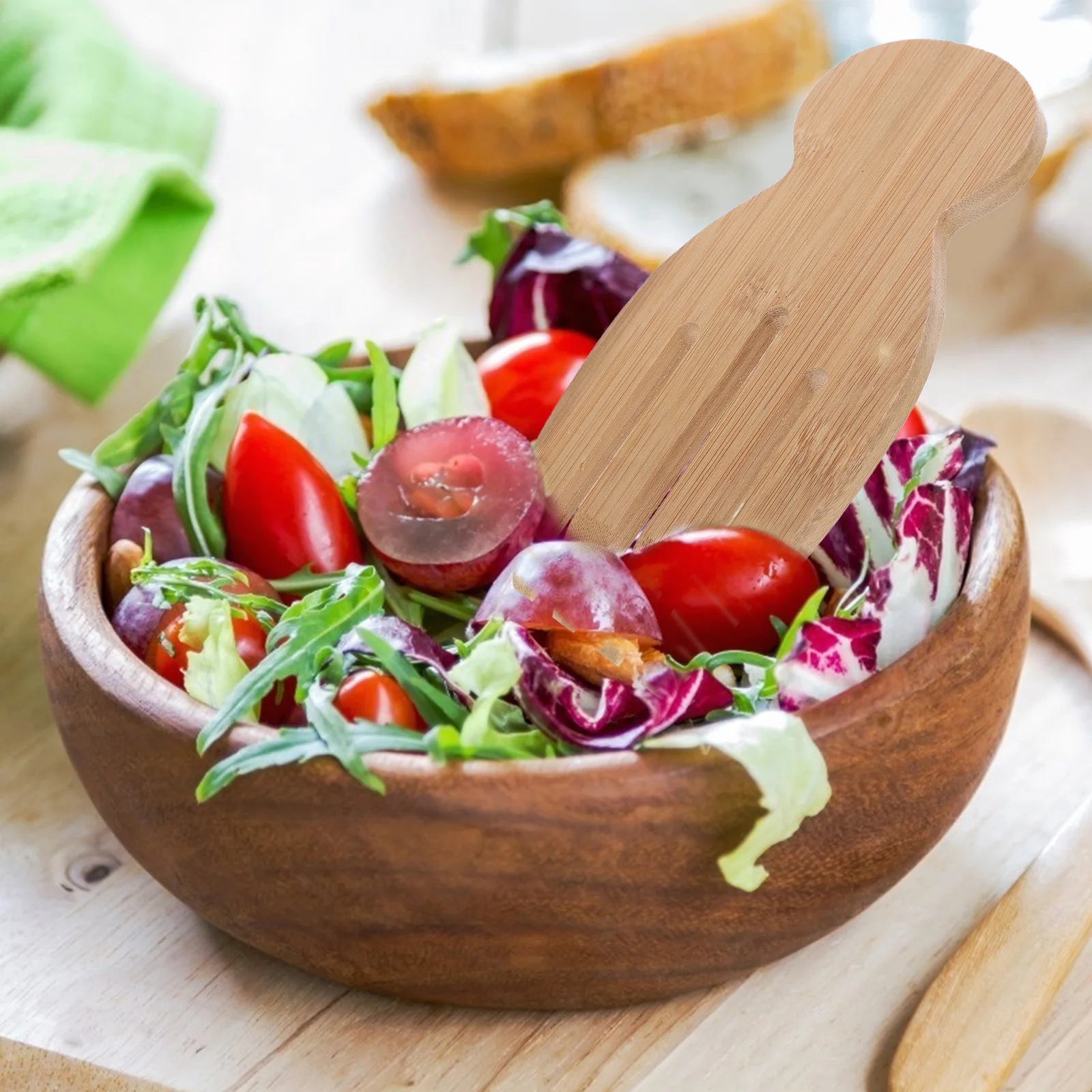 

Bamboo Hands Acacia Wood Serving Utensils Toss Pasta Salad Fruit Edge Hook Design Hand Wash Wooden Kitchen Tools Salad