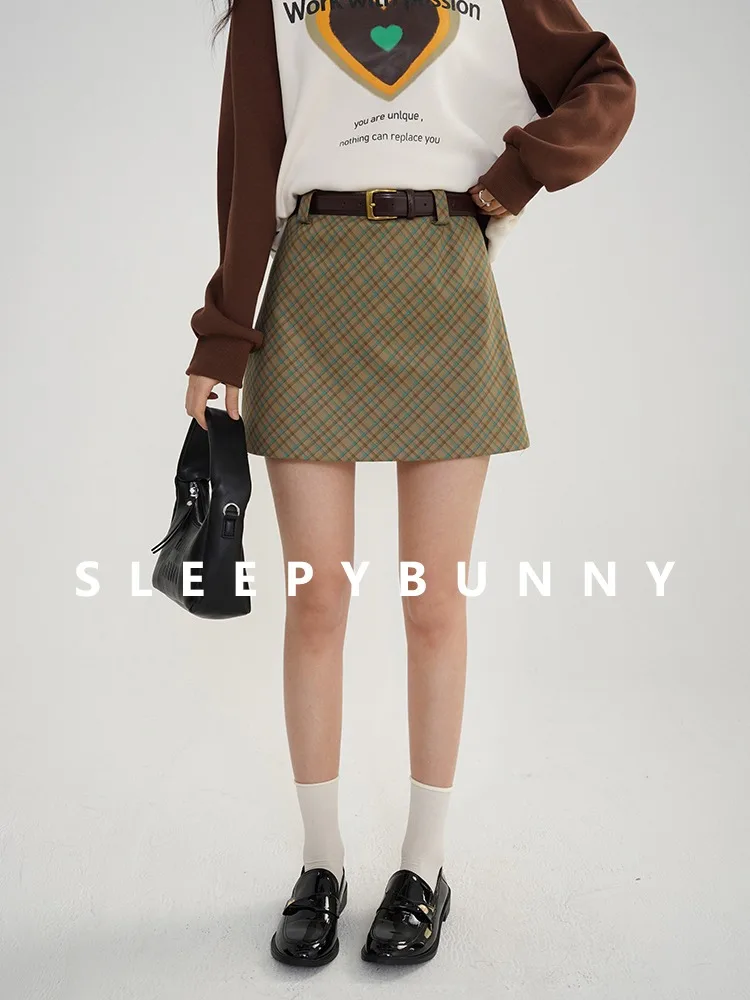 

Vintage Plaid High Waist Mini Skirt Women Spring Slim Fit A-Line Pencil Skirt Preppy Checkered Short Skirt Casual School Look