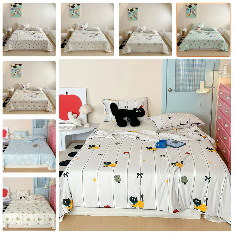 Summer Quilt Skin-friendly Knitted Cotton Soybean Thin Comforter Lightweight Air Condition Quilts Bed Sleeping 150X200CM Blanket