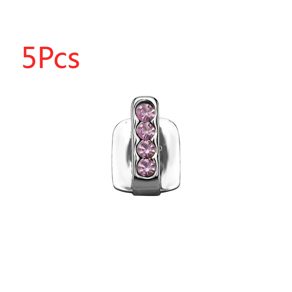 

5Pcs Tooth Decoration 14K Gold Plated Grillz Fake Braces Teeth Cross Round Crystal Gold Gap Grillz Bling Grill Metal Bracket