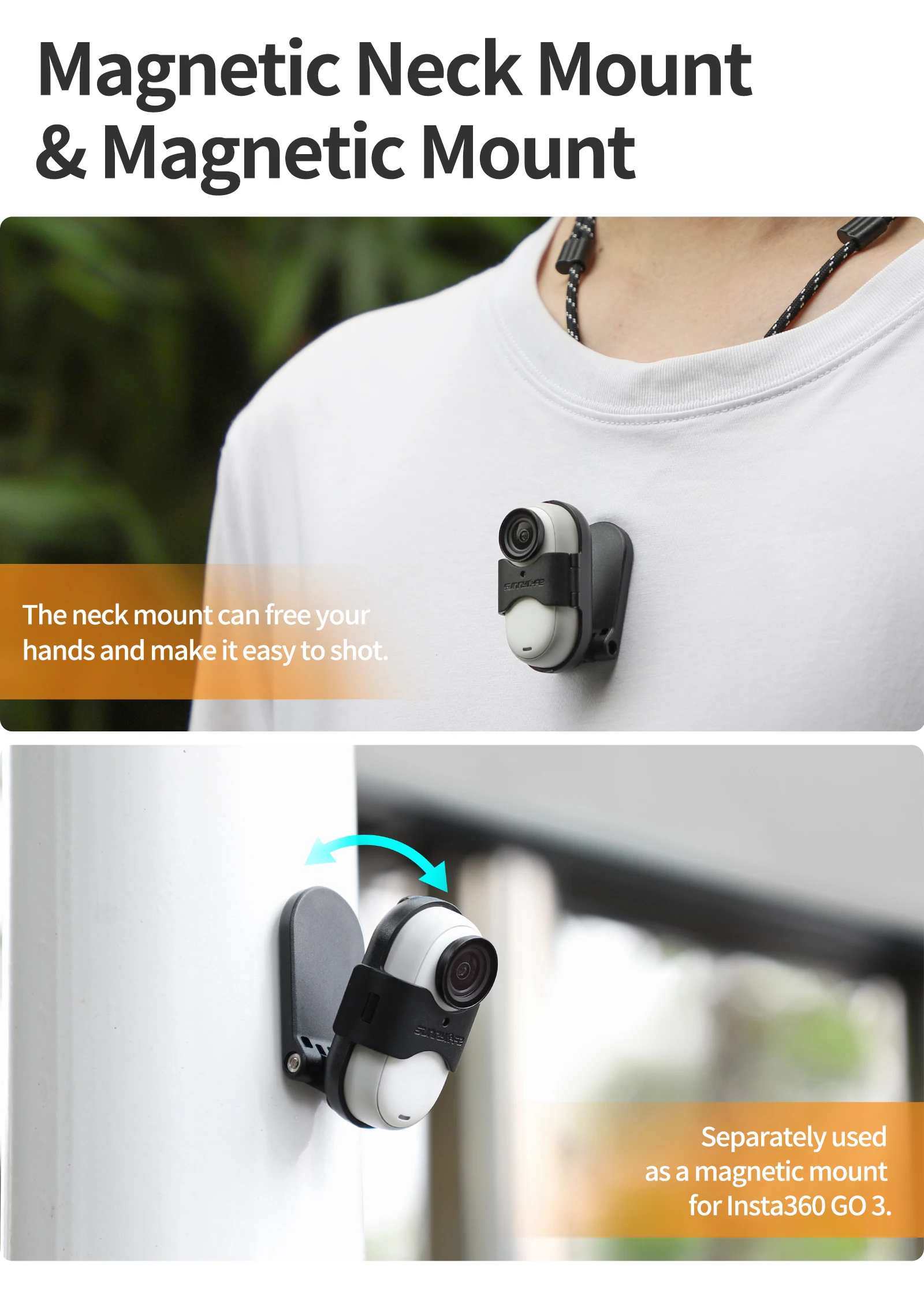 Magnetic Quick Release Mount Bracket For Insta360 GO 3S/GO 3, Neck Holder Mount Angle Adjustable Multifunctional Desktop Base
