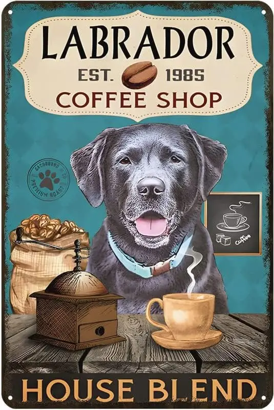 Gnelde Retro Metal Sign Labrador Retriever Dog House Blend Rustic Decor Vintage Tin Sign Fun Saying Metal Tin Signage Rustic Bar