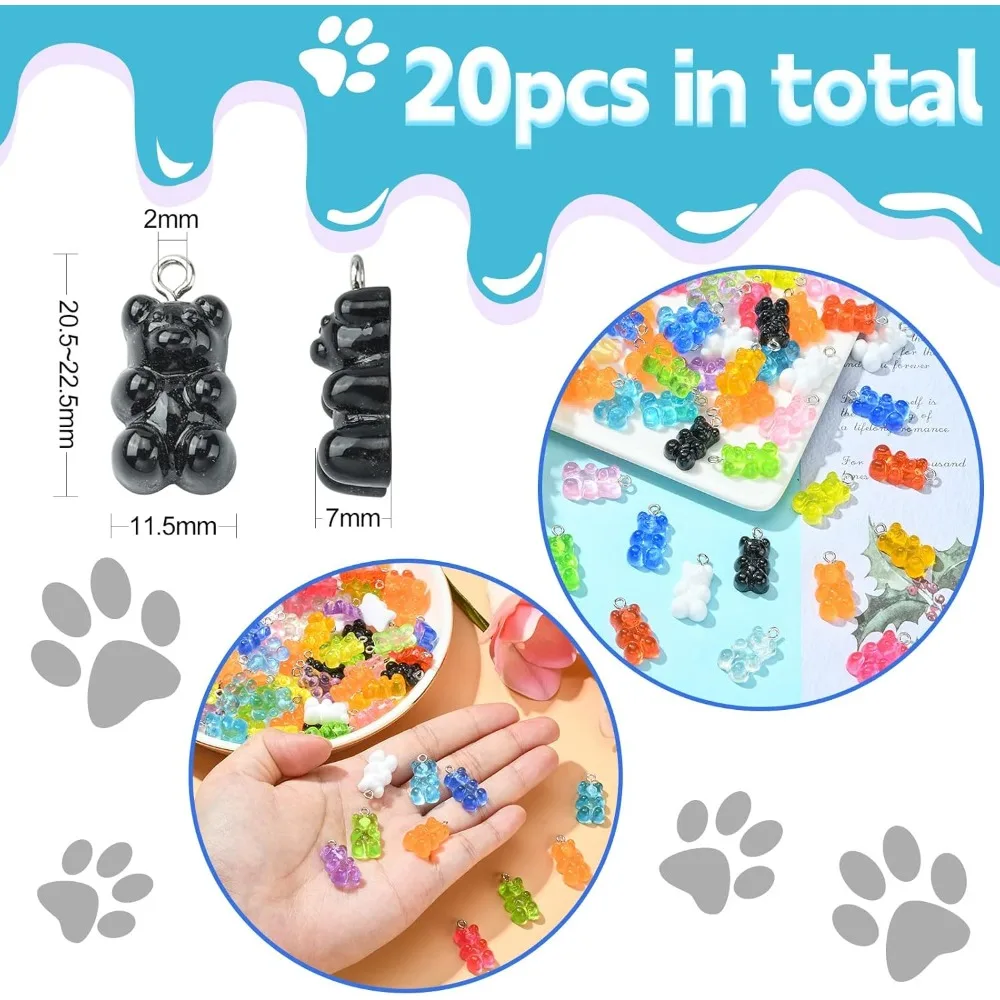 10/50/100 Pcs Mixed Gummy Bear Charms Resin Jelly Candy Charms for Jewelry Making Bulk