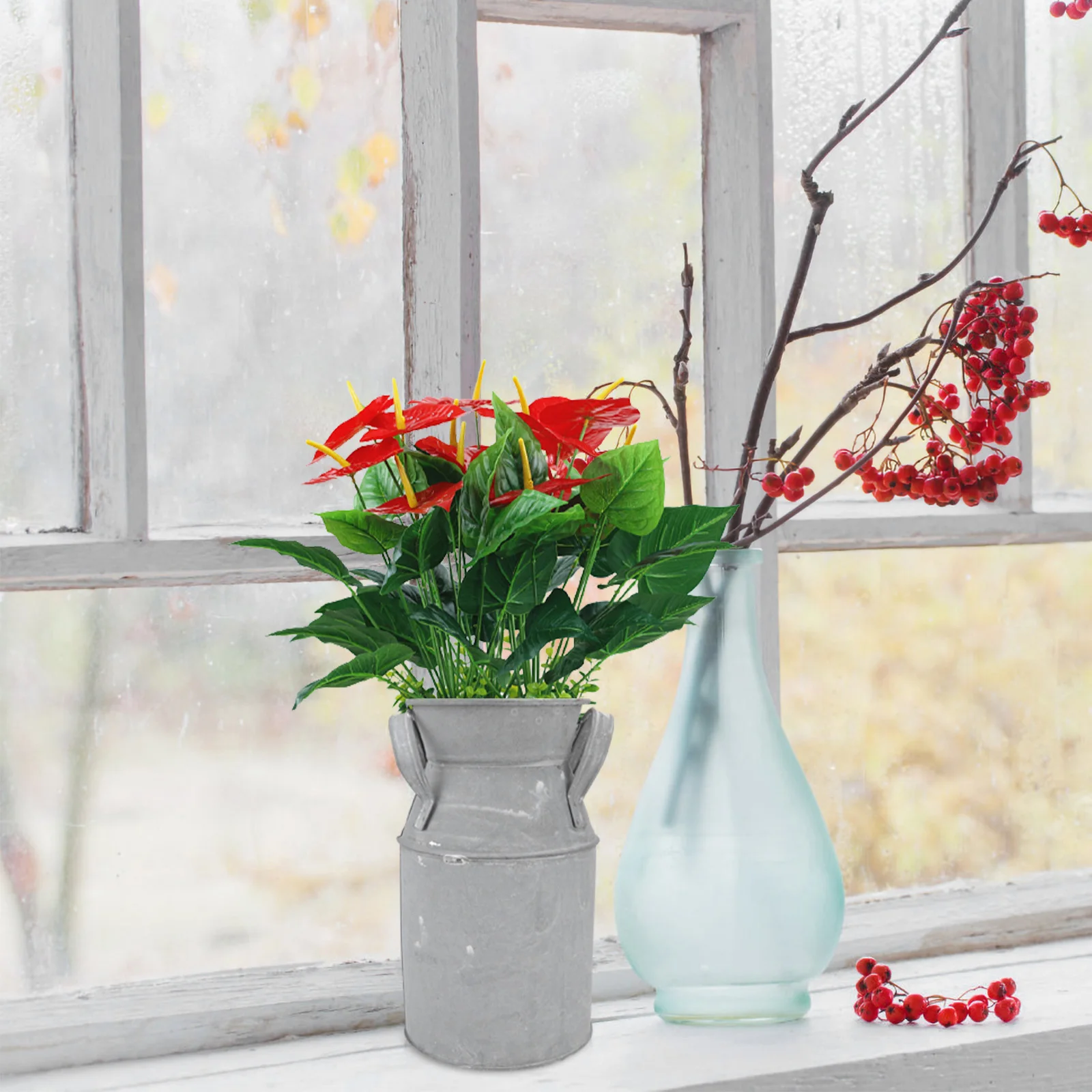 

1Pcs Durable Iron Flower Bucket Retro Style Small Hanging Flowerpot Floral Pot Succulent Plant Container for Home Office Decor