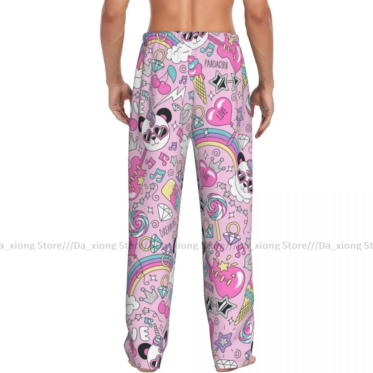 Heren Casual Pyjama Lange Broek Losse Elastische Tailleband Schattige Panda Unicorn Gezellige Nachtkleding Home Lounge Broek