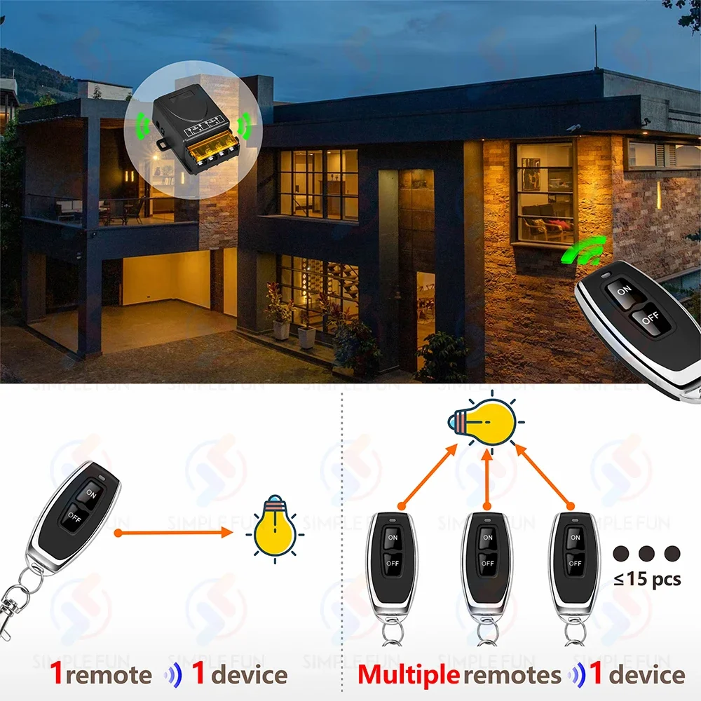 RF 433Mhz Universal DIY Wireless Remote Control Switch 110V 220V 230V 30A High Power 50m ON/OFF Transmitter,for Pump Lamp Fan