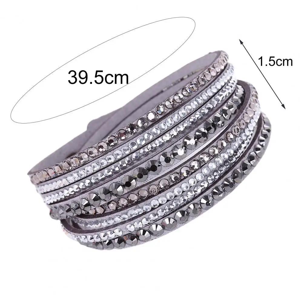 Korean Version Leather Bracelet Rhinestone Crystal Bracelet Wrap Multilayer Bracelets For Women Feminino Pulseras Mulher Jewelry