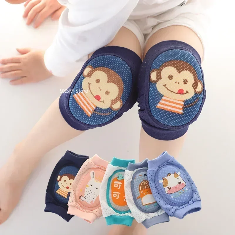 

Lovely Cotton Polyester Baby Cartoon Knee Pads Mesh Elastic Crawling Toddler Protector Crawling Elbow Cushion