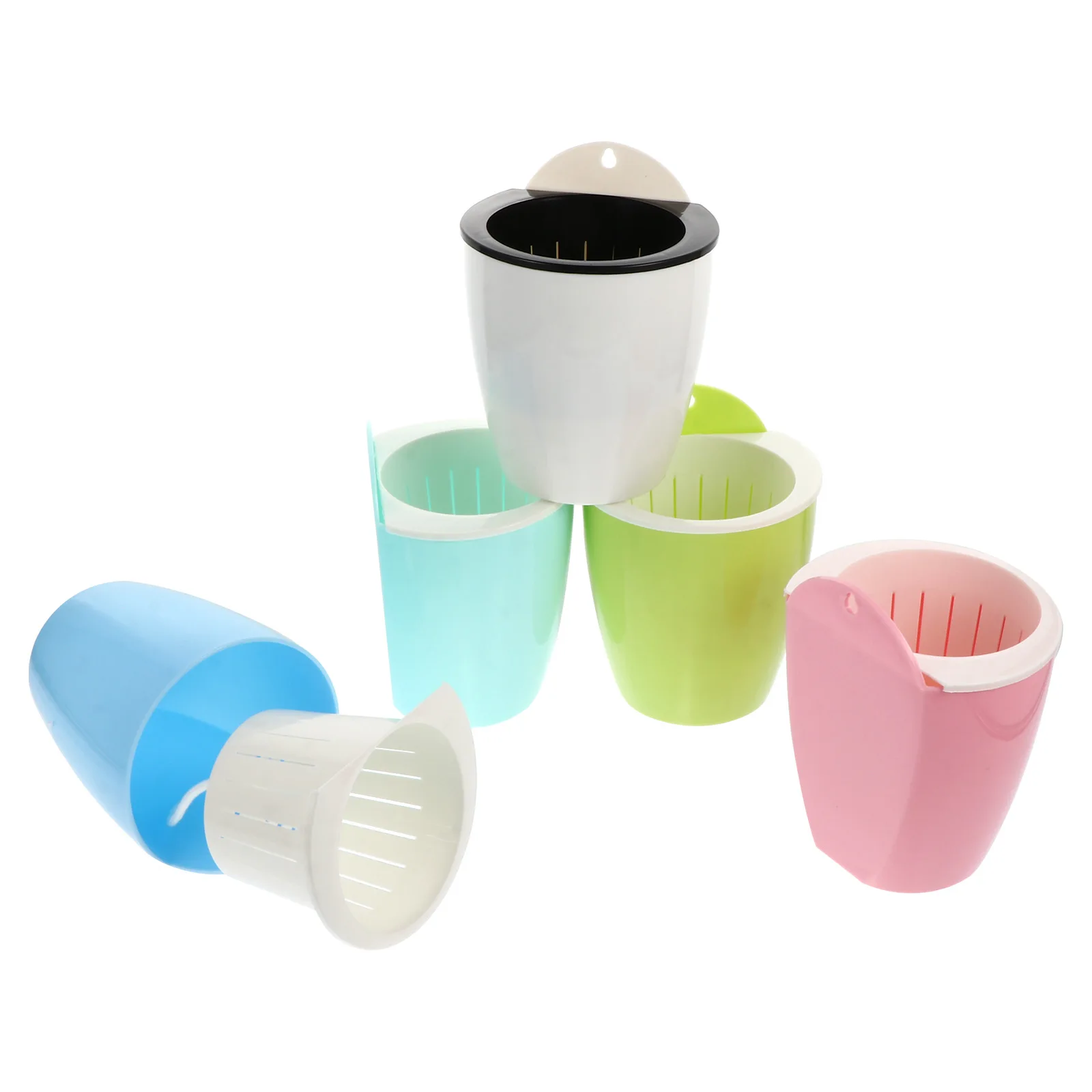 

5 Pcs Plastic Flowerpots Wall Hanging Breathable Design Home Decoration Room Garden Hanging Planter Plant Pot