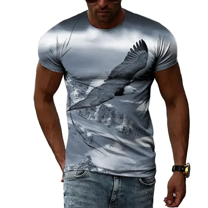 

Summer Men's Animal Eagle Graphic T-Shirt Fashion Personality 3d Printed Street O Collar Short Sleeve Loose Casual Top 6xl