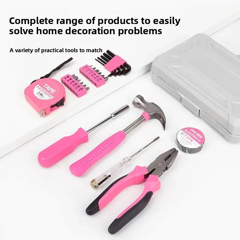 Multi-functional Pink Tool Box Set for Home Repair Comprehensive Hardware Tools Set Motorcycle Equipment Accessories Thickened