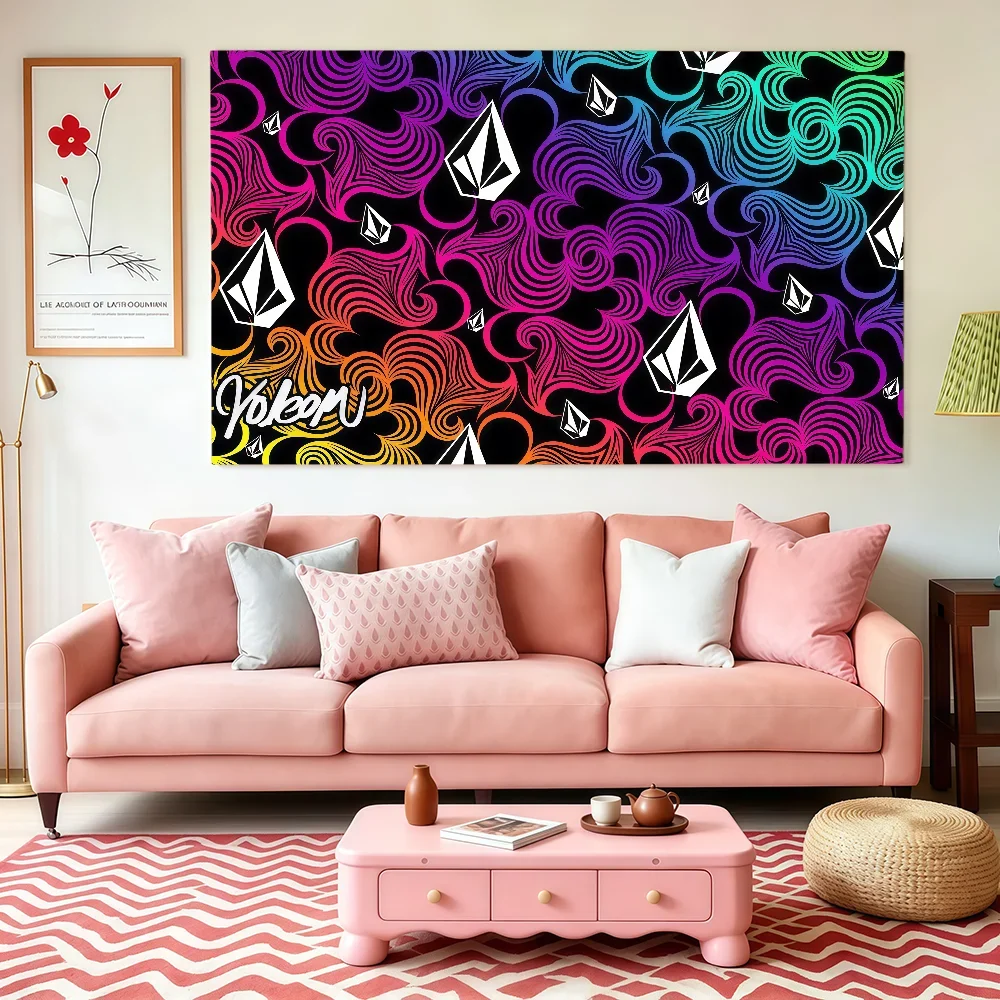 Fashion V-Volcoms Flag Club Interior Wall Creative Pattern Living Room Wall Art Party Outdoor Decor