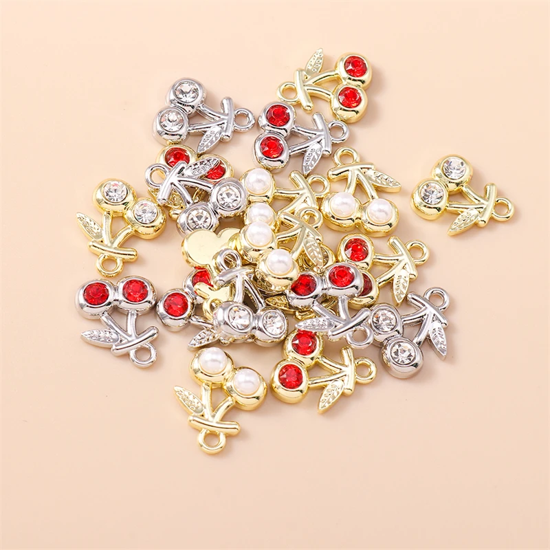 5 Stück 10x12mm Niedliche Mini-Kristall-Frucht-Kirschanhänger für die Herstellung von Halsketten, Ohrringen, Armbändern, DIY-Bastelarbeiten, Schmuckzubehör – Detail 11
