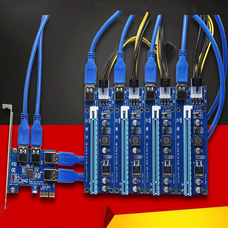 NOWOŚĆ karta PCIe 1 do 4 gniazd PCI express 16X Karta Riser PCI-E 1X do zewnętrznego 4 gniazd PCI-e Adapter PCIe Port Multiplier Card