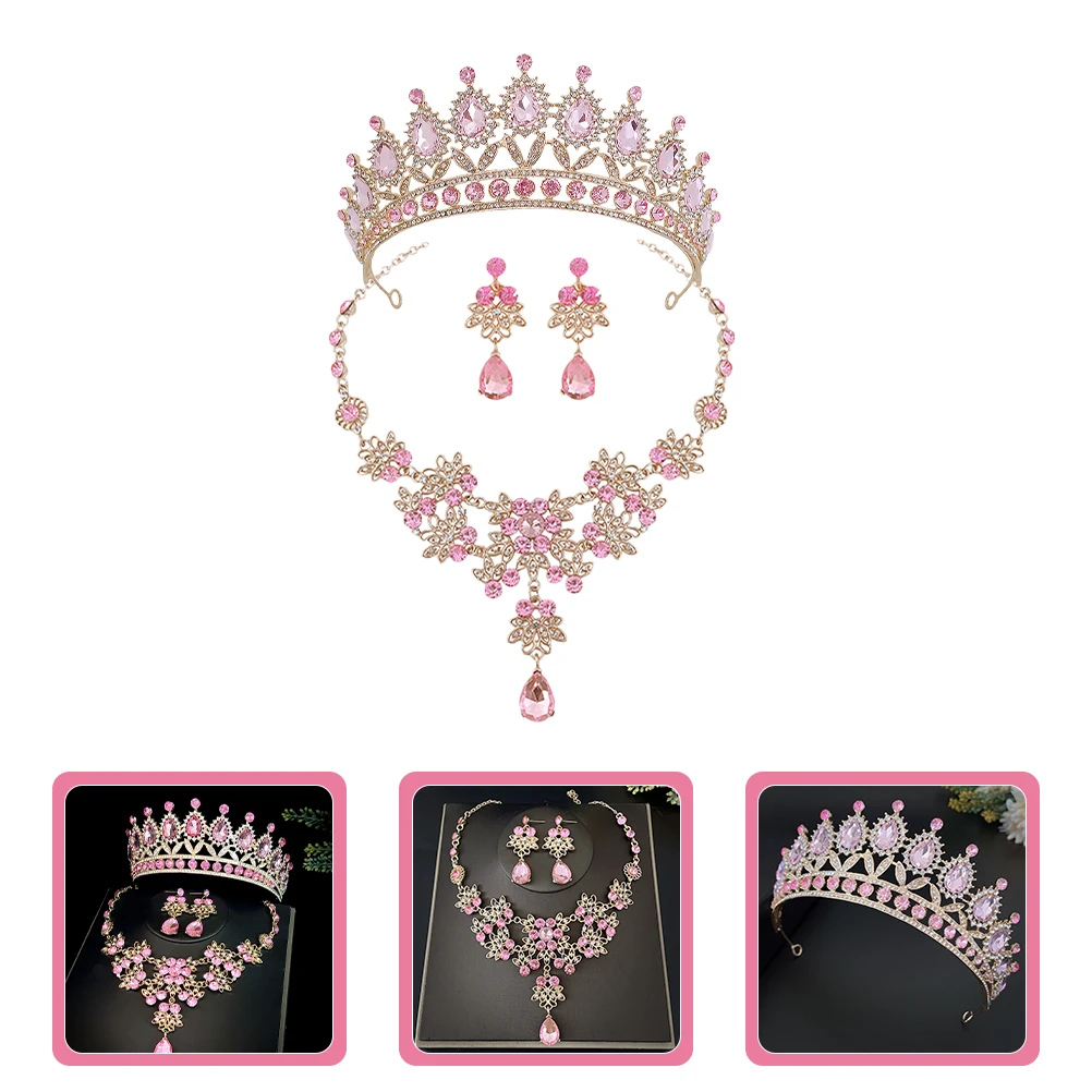 

1 set Bride Wedding Headpiece Necklace Earrings Set Delicate Charming Jewelry for Party