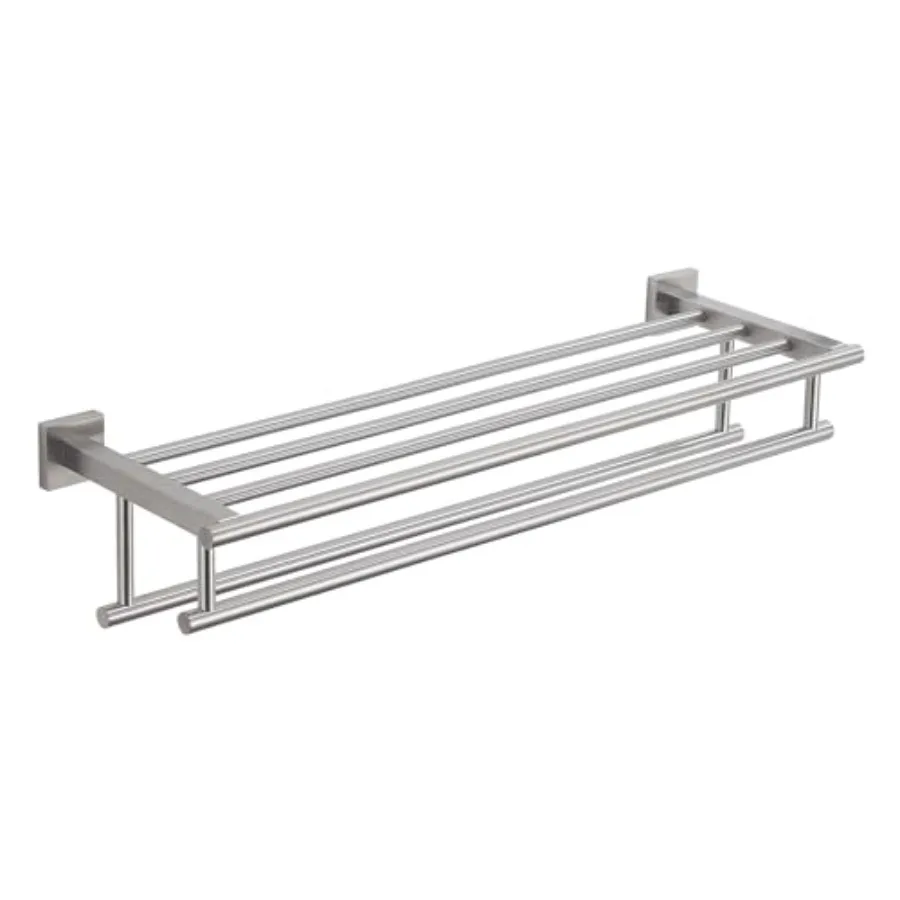 

Bathroom Towel Rack with Double Towel Bar Bathroom Hotel Shower Shelf SUS304 Stainless Steel Modern Wall Mounted Holder 28 Inch