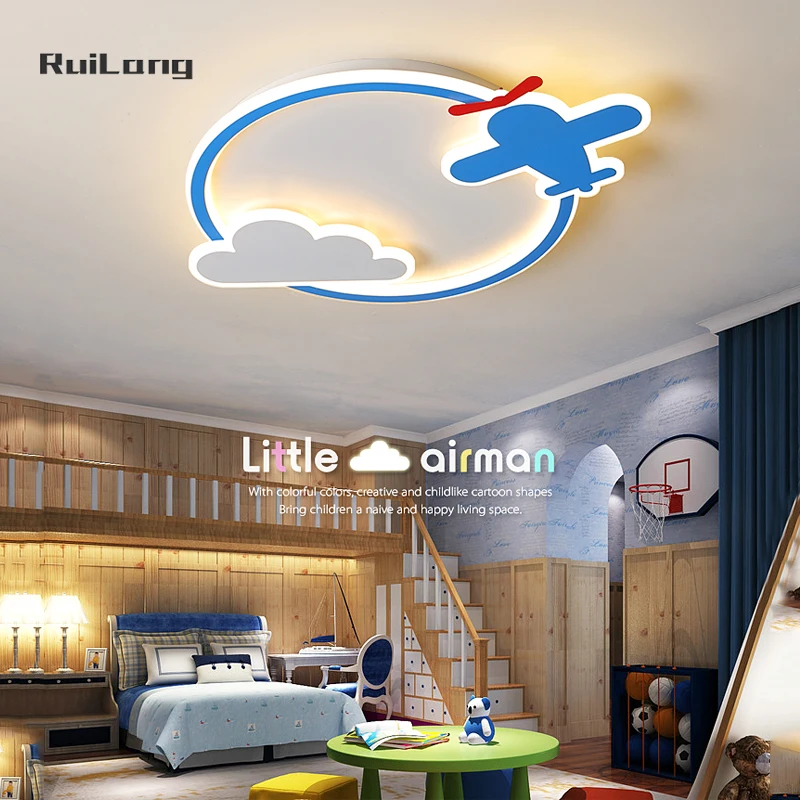 Creative Airplane Ceiling Chandelier for Kids Room Boys Girls Bedroom Decor Led Lamp Cute Blue Baby Nursery Cloud Ceiling Light