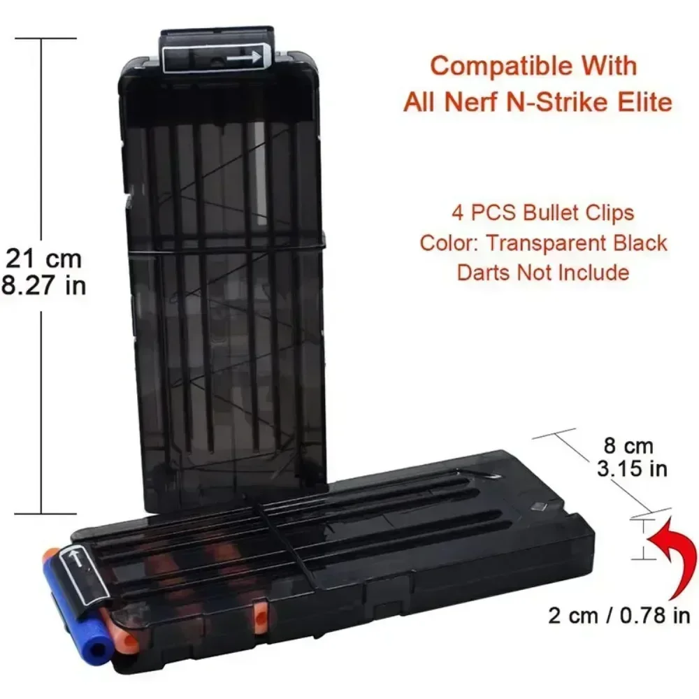 مشابك رصاصة 1/4 حزمة 12 سهام سريعة التحميل، مشابك مجلة لـ Nerf N-Strike Elite Blaster (أسود) #6