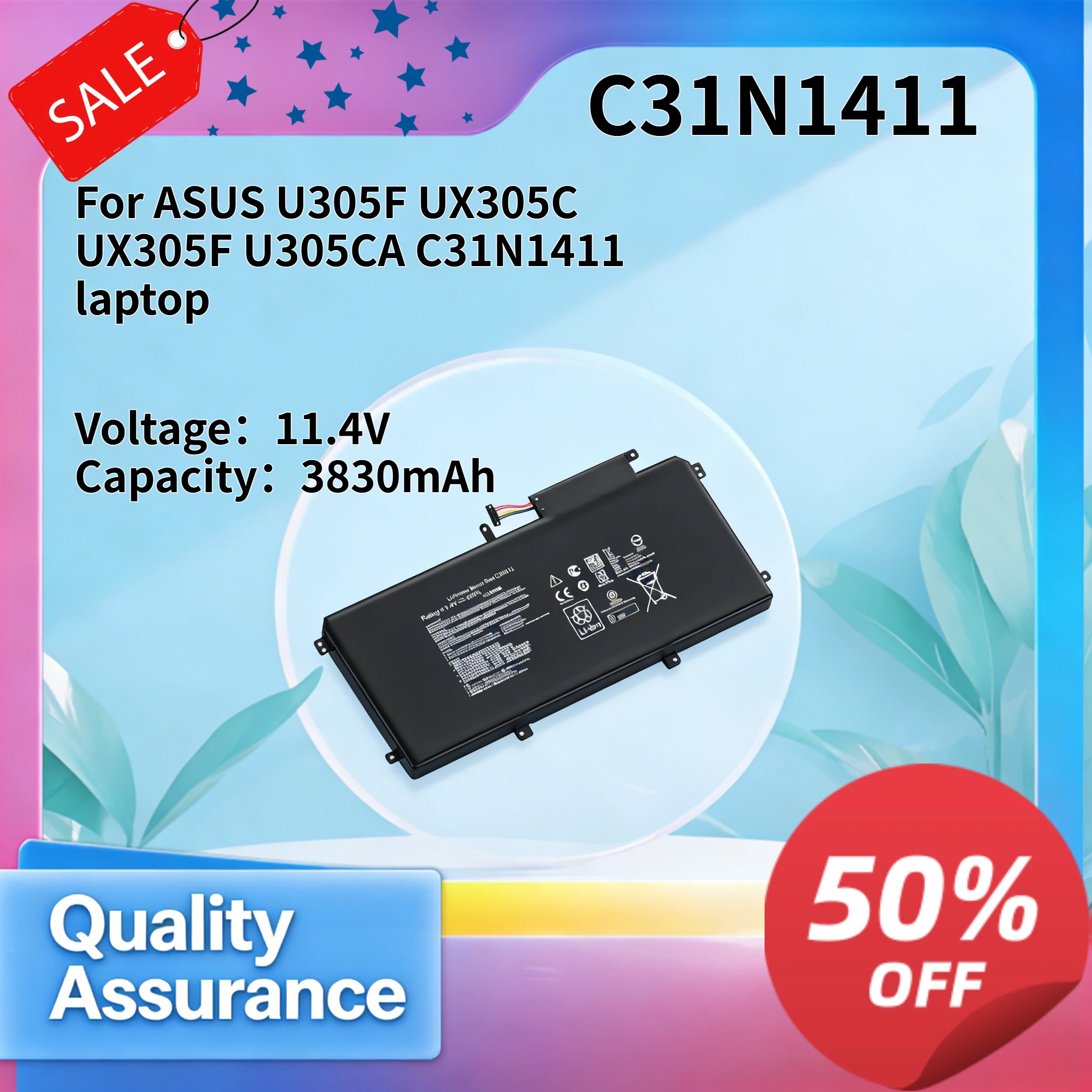 

C31N1411 3830mAh 11.4V High Quality Laptop Battery Compatible with ASUS U305F U305CA UX305C UX305F