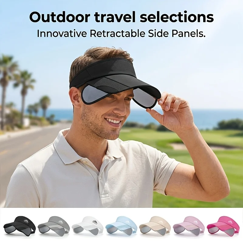 New Summer Outdoor Casual Empty Cap for Men & Women, Fishing Hat with Widened Retractable Brim for Sun Protection