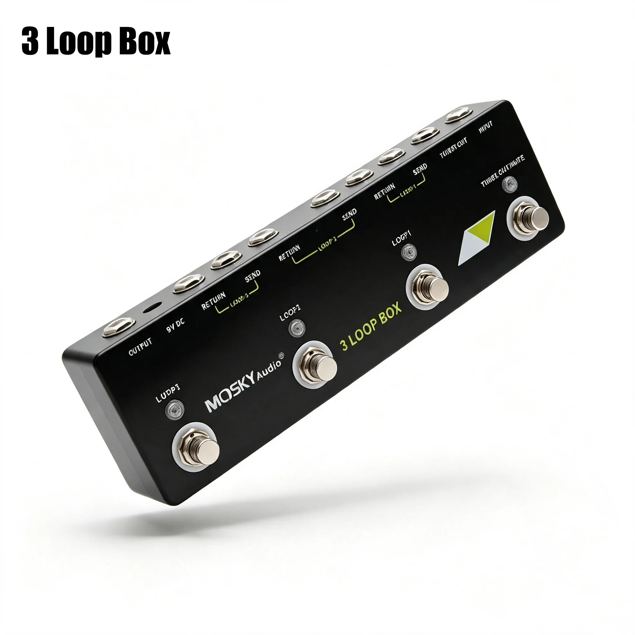 MOSKY 3 Loop Box True Bypass Loop Switcher Pedal with Tuner Mute Function, Compact Metal Enclosure for Electric Guitar and Bass