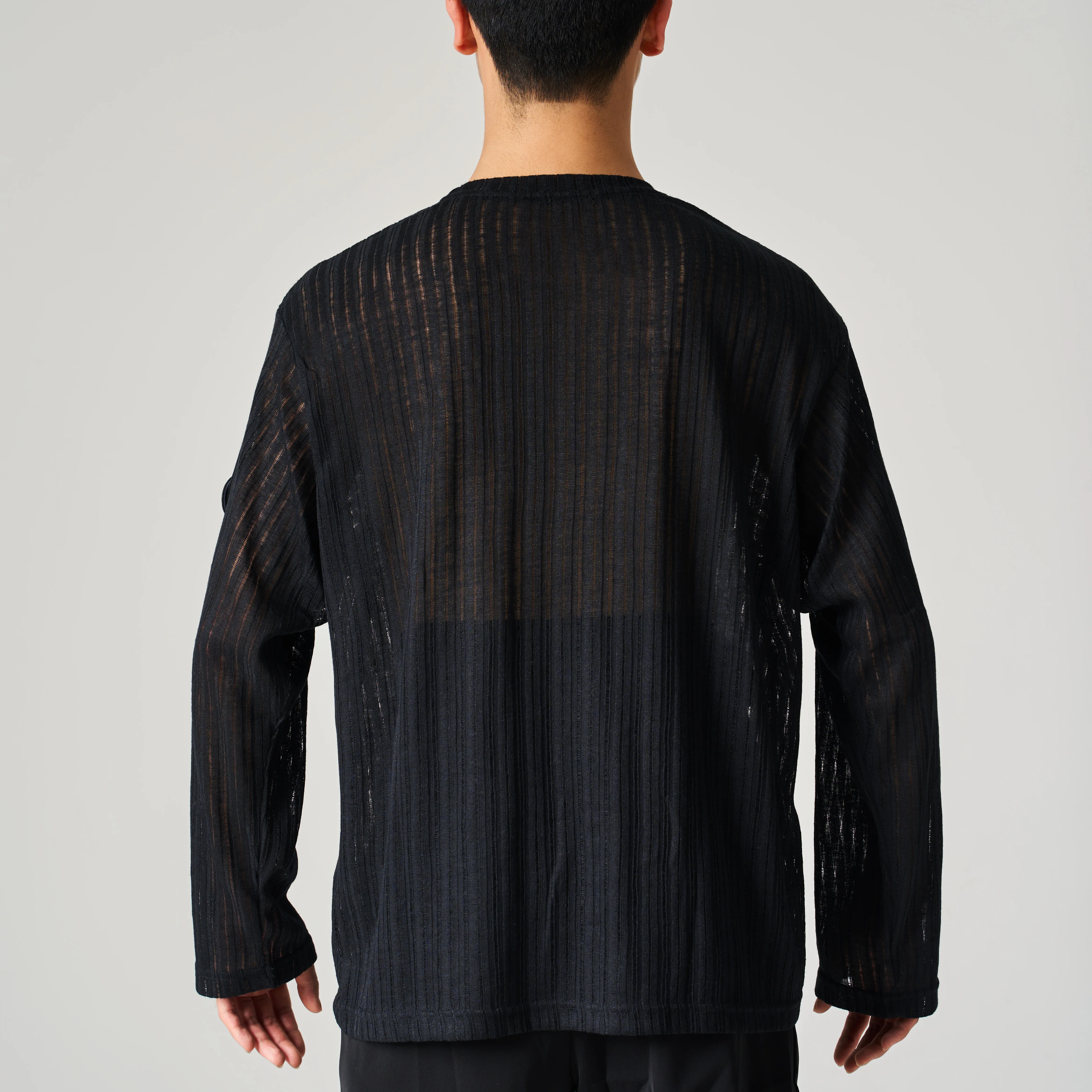 2025 nuevas camisetas de baile latino para hombres camisa negra holgada de manga larga con cuello redondo Samba Chacha ropa de baile latino para adultos DQS21376