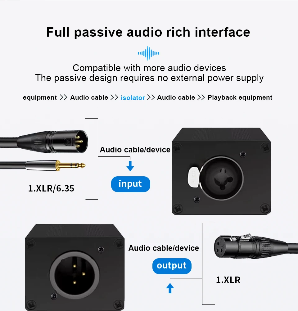 1 Stück TITAK XLR Audio-Erdungsisolator zur Beseitigung von Brummen für Mikrofonmischer, Live-Bühne, Studio-Aufnahmegerät – Detail 5