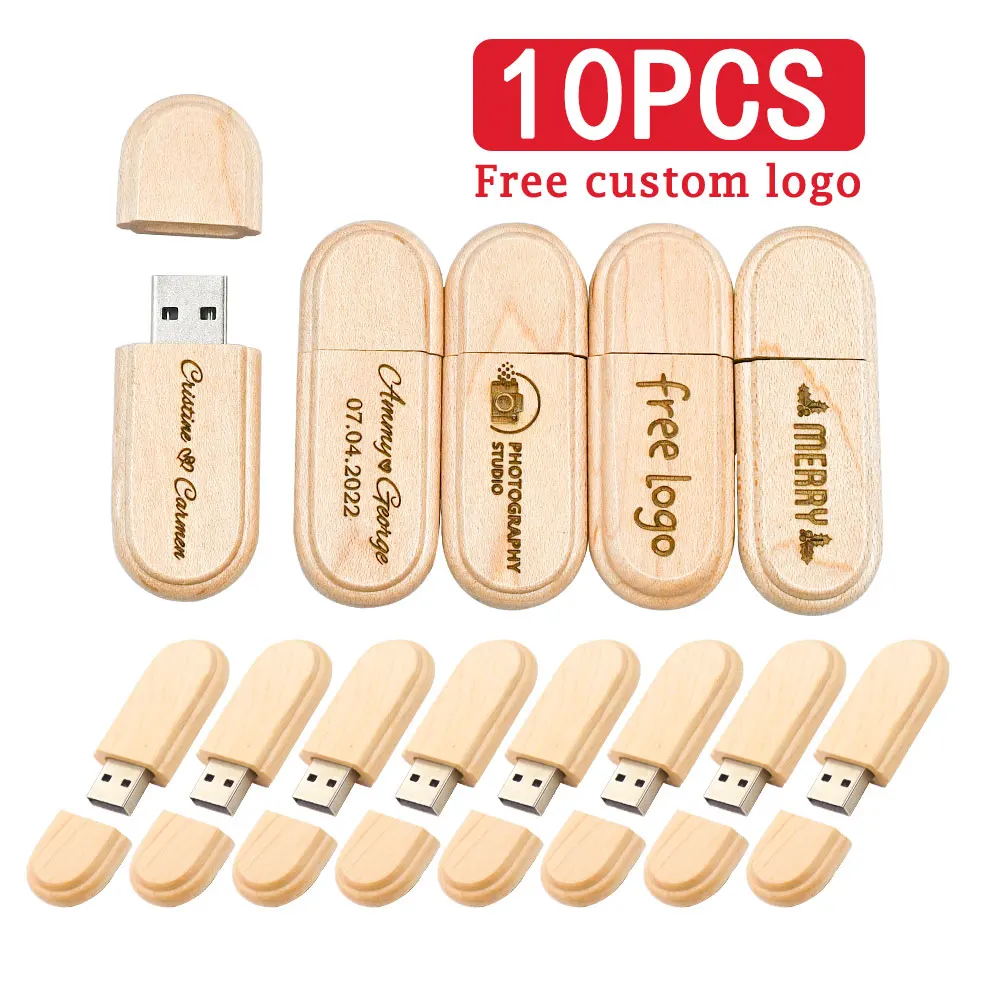 10pcs/lot USB Flash Drive 2.0 (free Custom LOGO) Wooden Pendrive 4GB 8GB 16GB Pen drive 32GB 64GB 128GB Memory Stick Gift