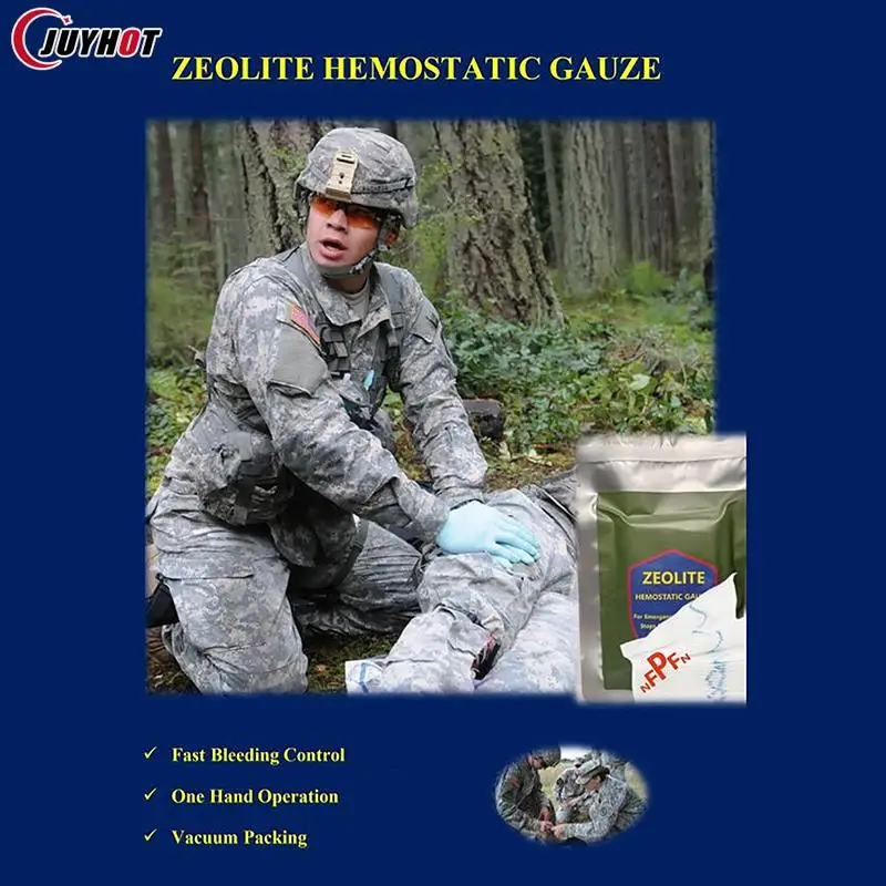 1 Bag Hemostatic Kaolin Gauze Combat Emergency Trauma Z-Fold Soluble For Ifak Tactical Military First Aid Kit Medical Wound