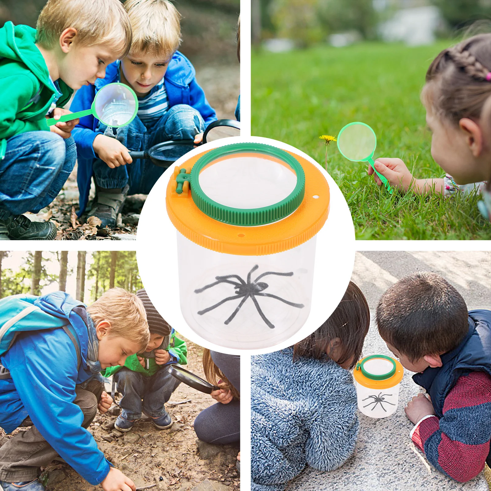 

2Pcs Insect Observation Box Large Transparent Container Kids Educational Magnifying Jar 3x 6x Lens Gifts