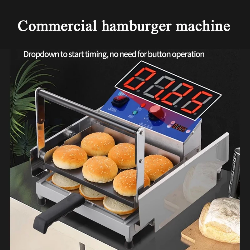 

Машина для тостов гамбургеров, коммерческая электрическая машина для приготовления гамбургеров, нагрев хлеба, двухслойный тостер Panini, нагреватель с таймером