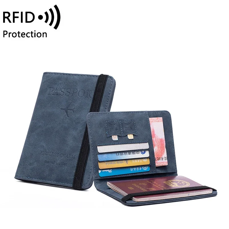 Women Men RFID Vintage Business Passport Covers Holder Multi-Function ID Bank Card PU Leather Wallet Case Travel Accessories Bag