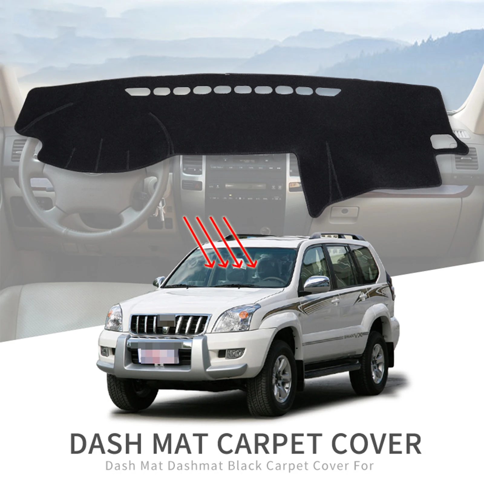 

Car Dashboard Mat for Toyota Land Cruiser Prado J120 2003-2009 Dash Mat Dashmat Accessories Sunshade Protective Carpet