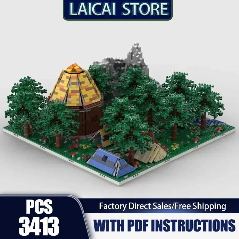 Street View Modell Moc Bausteine Zelt Camps In The Woods Technologie Modulare Blöcke Geschenke Weihnachten Spielzeug DIY Sets Montage