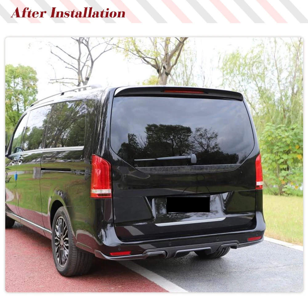 V Class Caebon Fiber Rear Diffuser Lip Spoiler Bumper Guard for Mercedes-Benz W447 Vito Mini Passenger Van 4 Door 2014-2018 FRP