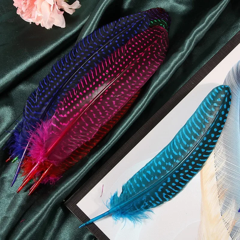 10 قطعة الجناح رصدت غينيا الطيور الدراج الدجاج الهندي الريش غطاء الرأس أعمدة لتقوم بها بنفسك اكسسوارات الشعر زينة الحرف الزفاف