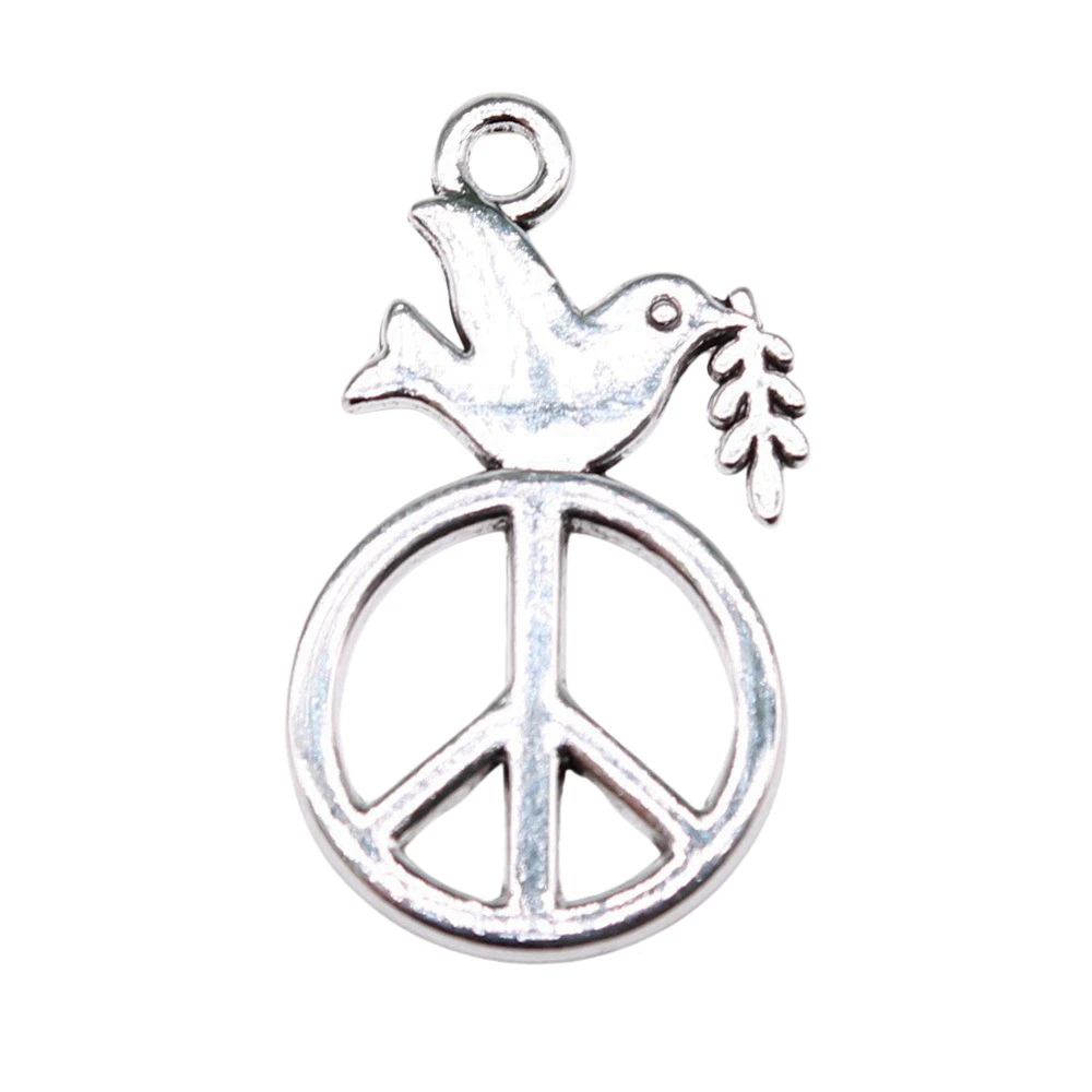 10pcs/lot 28x16mm Peace Dove Charms For Jewelry Making Antique Silver Color 1.1x0.63inch